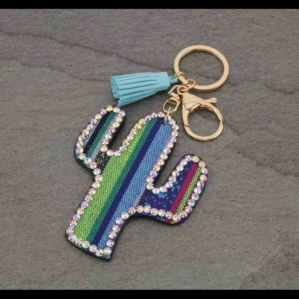 Western Design Printed Cactus Key Chain